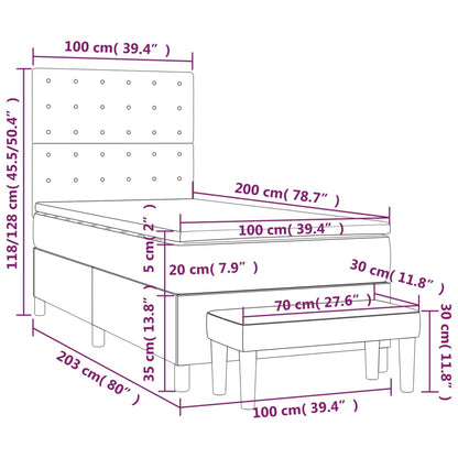 Box Spring Postel S Matrací Tmavě Hnědá 100 X 200 Cm Textil