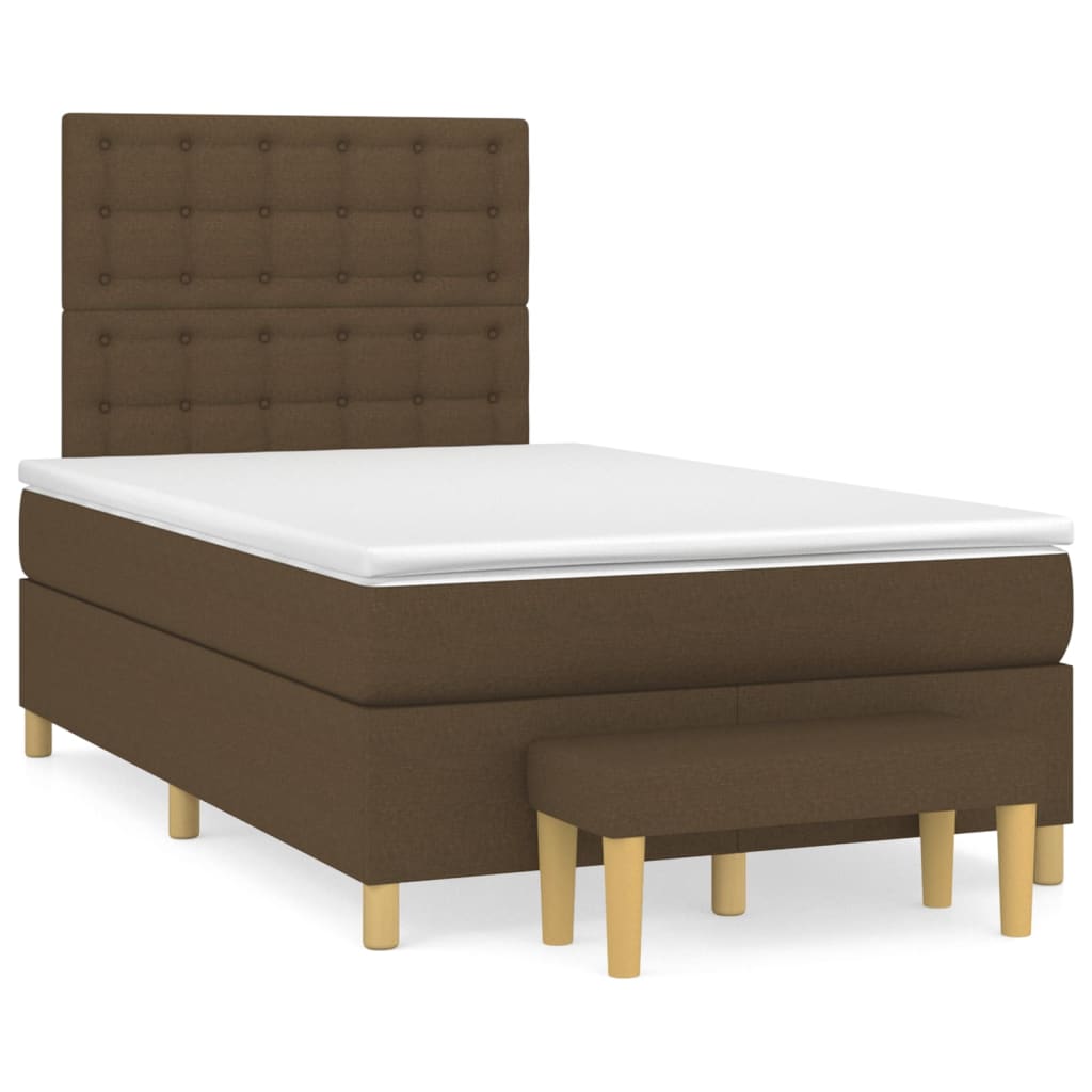 Box Spring Postel S Matrací Tmavě Hnědá 120X200 Cm Textil