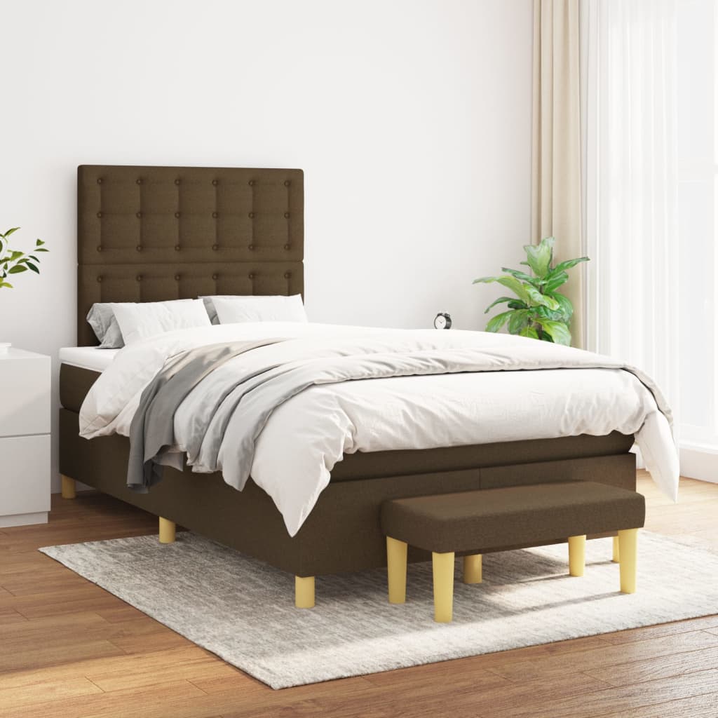 Box Spring Postel S Matrací Tmavě Hnědá 120X200 Cm Textil