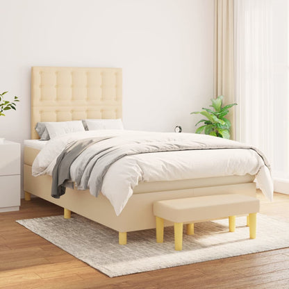 Box Spring Postel S Matrací Textil Krémová