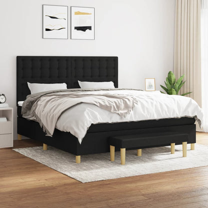 Box Spring Postel S Matrací Černá Textil Černá