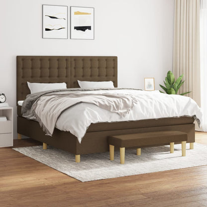 Box Spring Postel S Matrací Tmavě Hnědá 160X200 Cm Textil