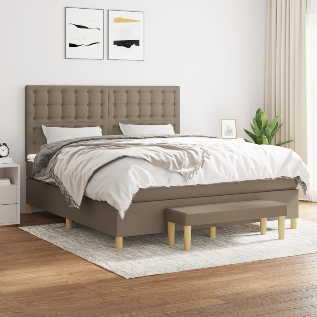 Box Spring Postel S Matrací Textil Taupe
