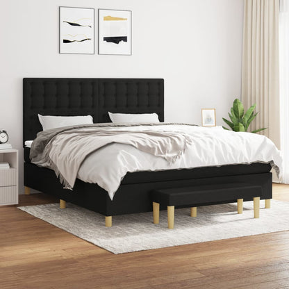 Box Spring Postel S Matrací Černá Textil Černá