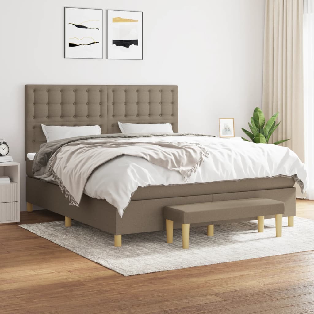 Box Spring Postel S Matrací Textil Taupe