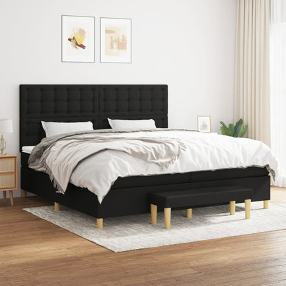 Box Spring Postel S Matrací Černá Textil Černá