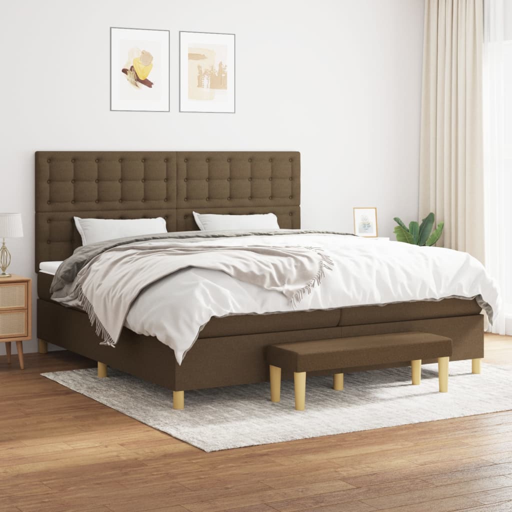Box Spring Postel S Matrací Tmavě Hnědá 200X200 Cm Textil