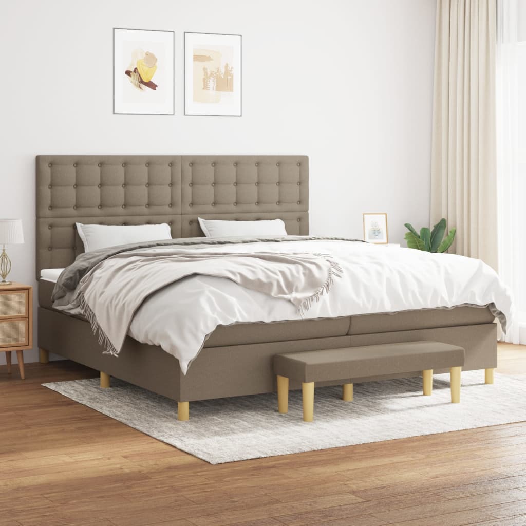 Box Spring Postel S Matrací Textil Taupe