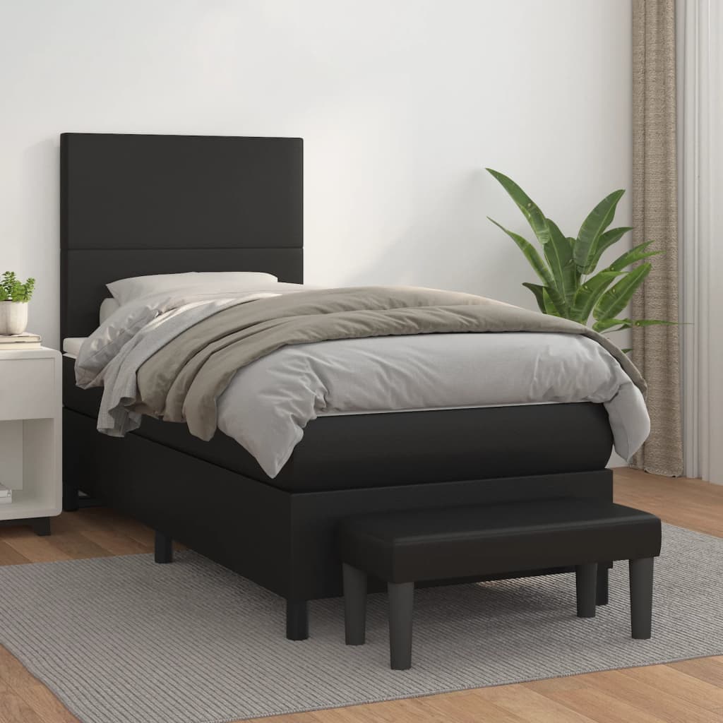 Box Spring Postel S Matrací Černá Umělá Kůže Černá