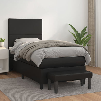Box Spring Postel S Matrací Černá Umělá Kůže Černá