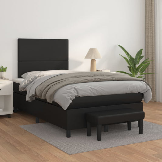 Box Spring Postel S Matrací Černá Umělá Kůže Černá