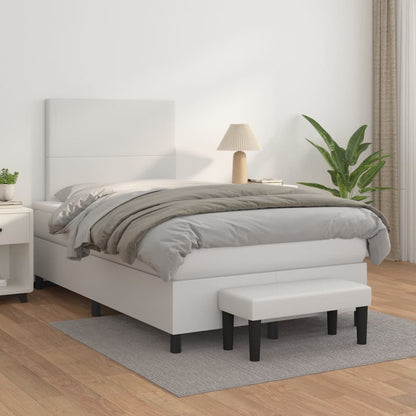 Box Spring Postel S Matrací Umělá Kůže Bílá