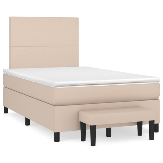 Box Spring Postel S Matrací Umělá Kůže Cappuccino