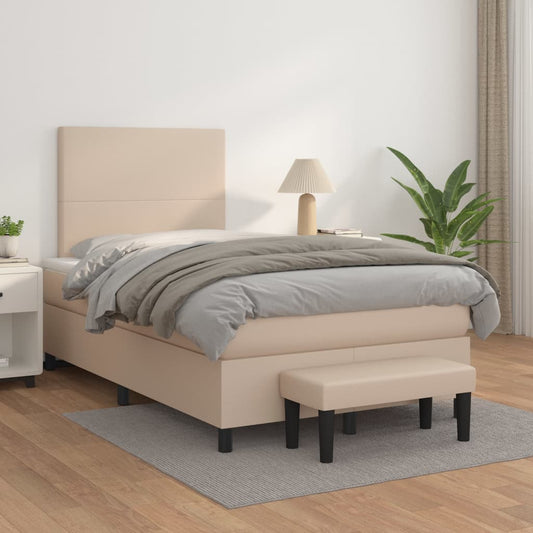 Box Spring Postel S Matrací Umělá Kůže Cappuccino