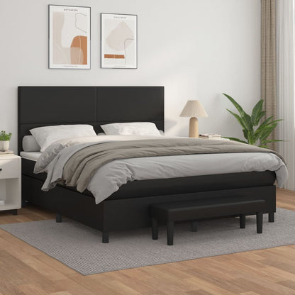 Box Spring Postel S Matrací Černá Umělá Kůže Černá