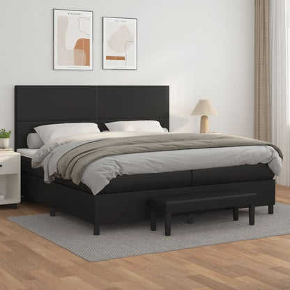 Box Spring Postel S Matrací Černá Umělá Kůže Černá