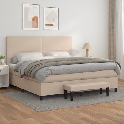 Box Spring Postel S Matrací Umělá Kůže Cappuccino
