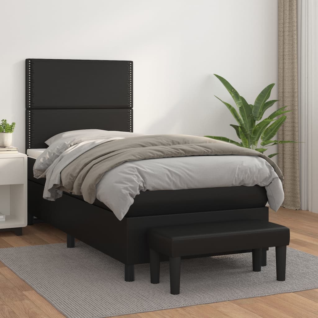 Box Spring Postel S Matrací Černá Umělá Kůže Černá