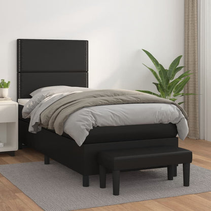 Box Spring Postel S Matrací Černá Umělá Kůže Černá