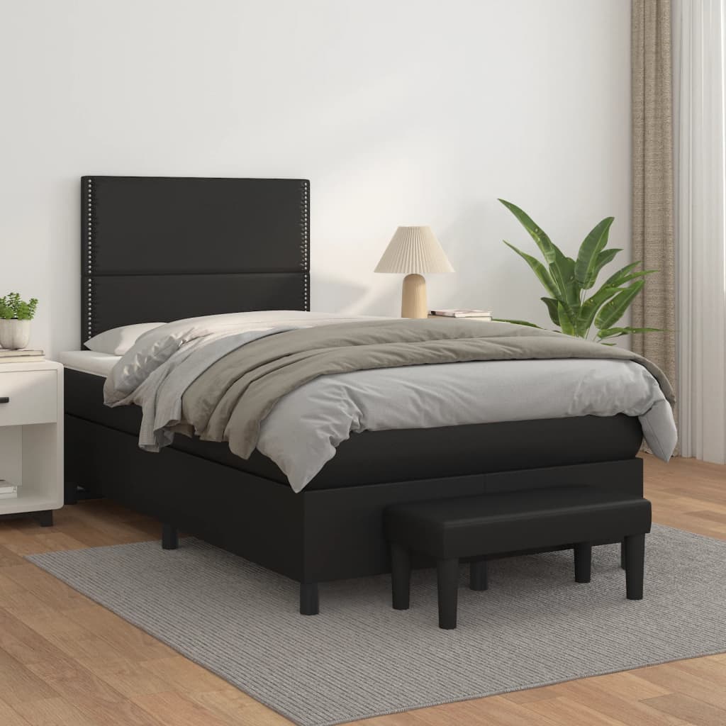 Box Spring Postel S Matrací Černá Umělá Kůže Černá