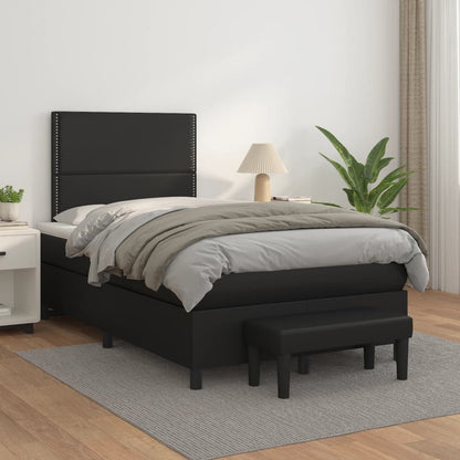 Box Spring Postel S Matrací Černá Umělá Kůže Černá