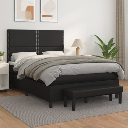 Box Spring Postel S Matrací Černá Umělá Kůže Černá