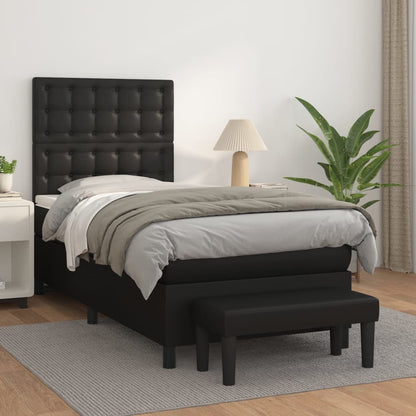 Box Spring Postel S Matrací Černá Umělá Kůže Černá