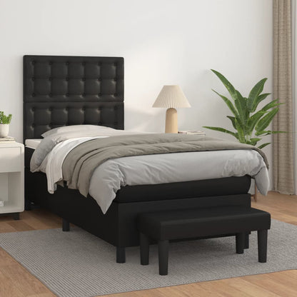 Box Spring Postel S Matrací Černá Umělá Kůže Černá