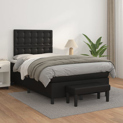 Box Spring Postel S Matrací Černá Umělá Kůže Černá