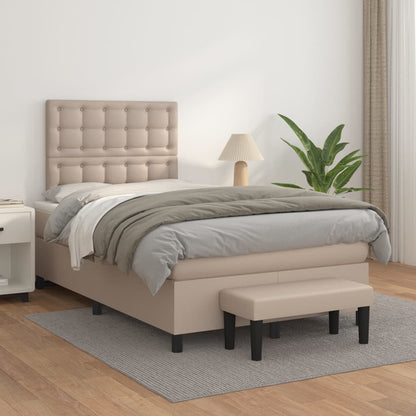Box Spring Postel S Matrací Umělá Kůže Cappuccino