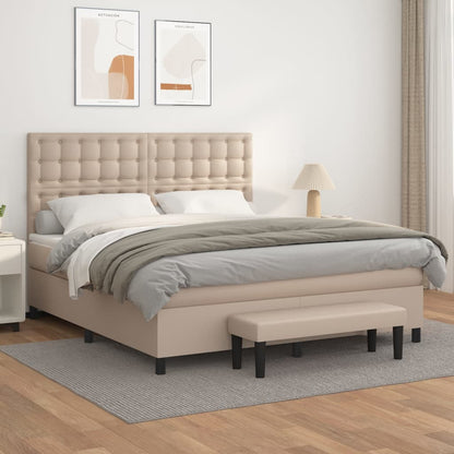 Box Spring Postel S Matrací Umělá Kůže Cappuccino