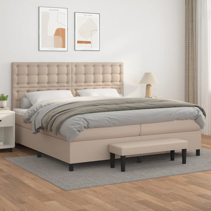 Box Spring Postel S Matrací Umělá Kůže Cappuccino