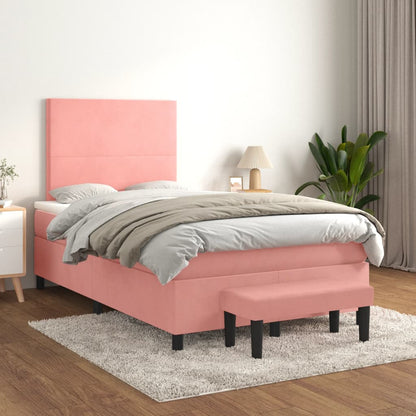 Box Spring Postel S Matrací Samet Růžová