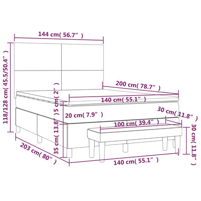 Box Spring Postel S Matrací Růžová 140X200 Cm Samet