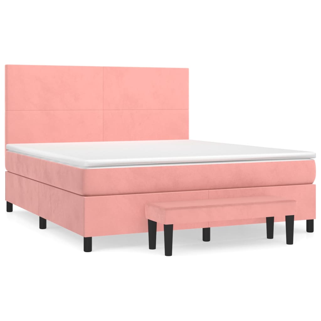 Box Spring Postel S Matrací Růžová 160X200 Cm Samet