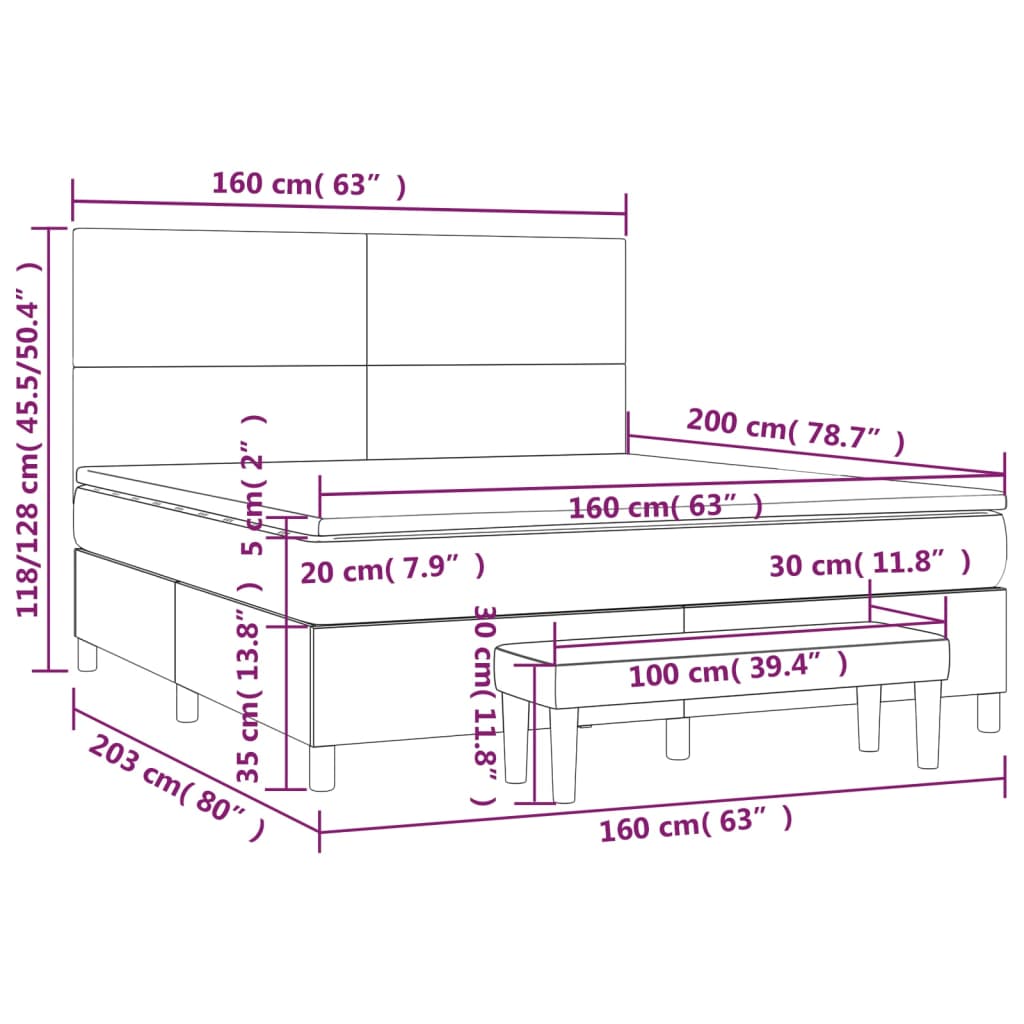 Box Spring Postel S Matrací Růžová 160X200 Cm Samet