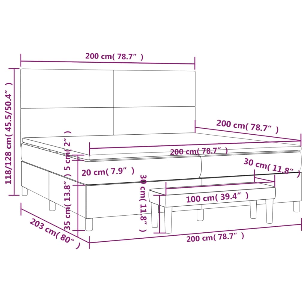 Box Spring Postel S Matrací Růžová 200X200 Cm Samet