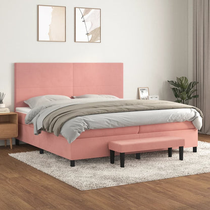 Box Spring Postel S Matrací Růžová 200X200 Cm Samet