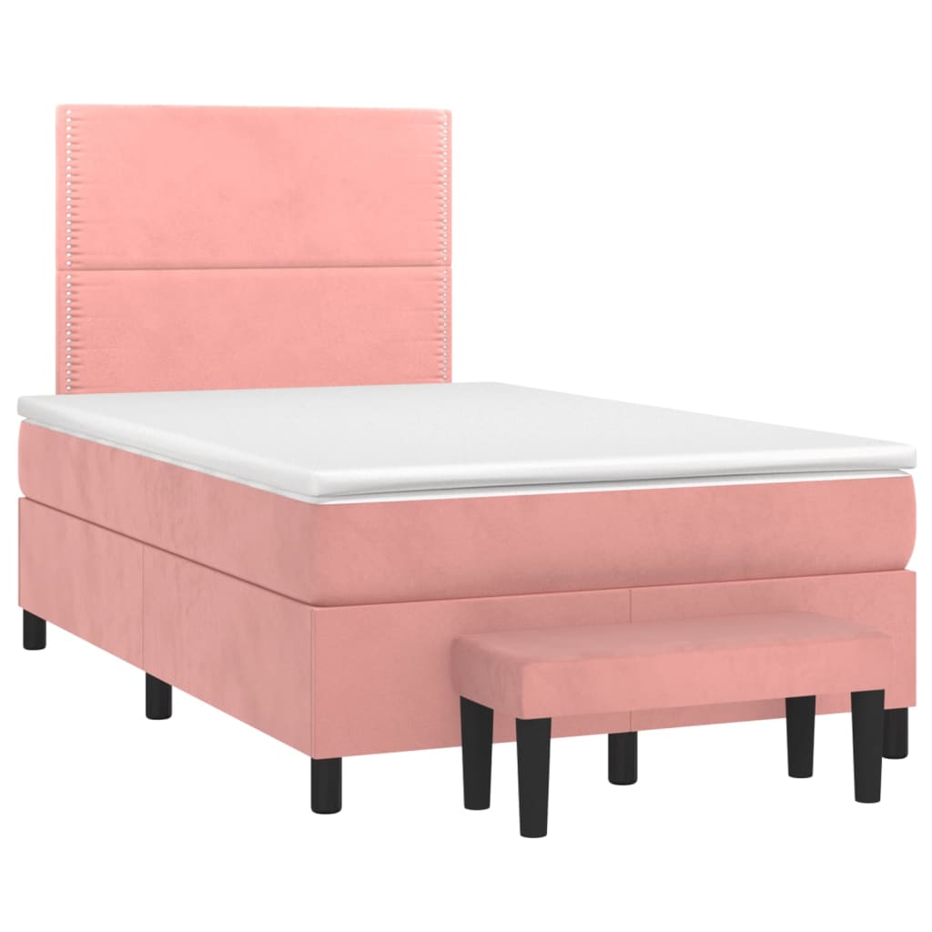 Box Spring Postel S Matrací Samet Růžová