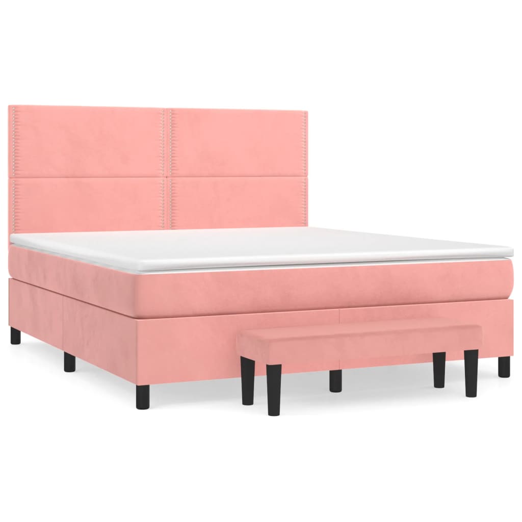 Box Spring Postel S Matrací Růžová 160X200 Cm Samet