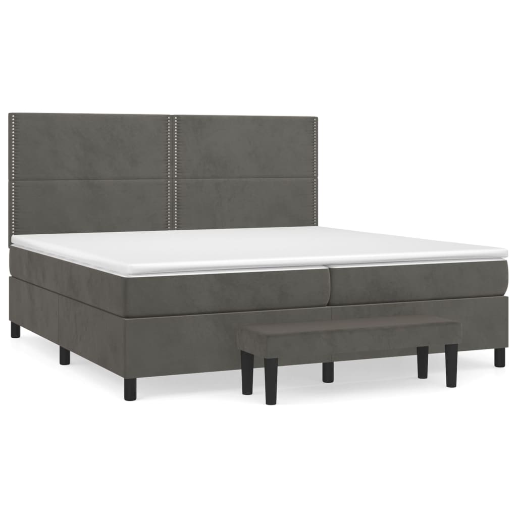 Box Spring Postel S Matrací Samet Tmavě Šedá