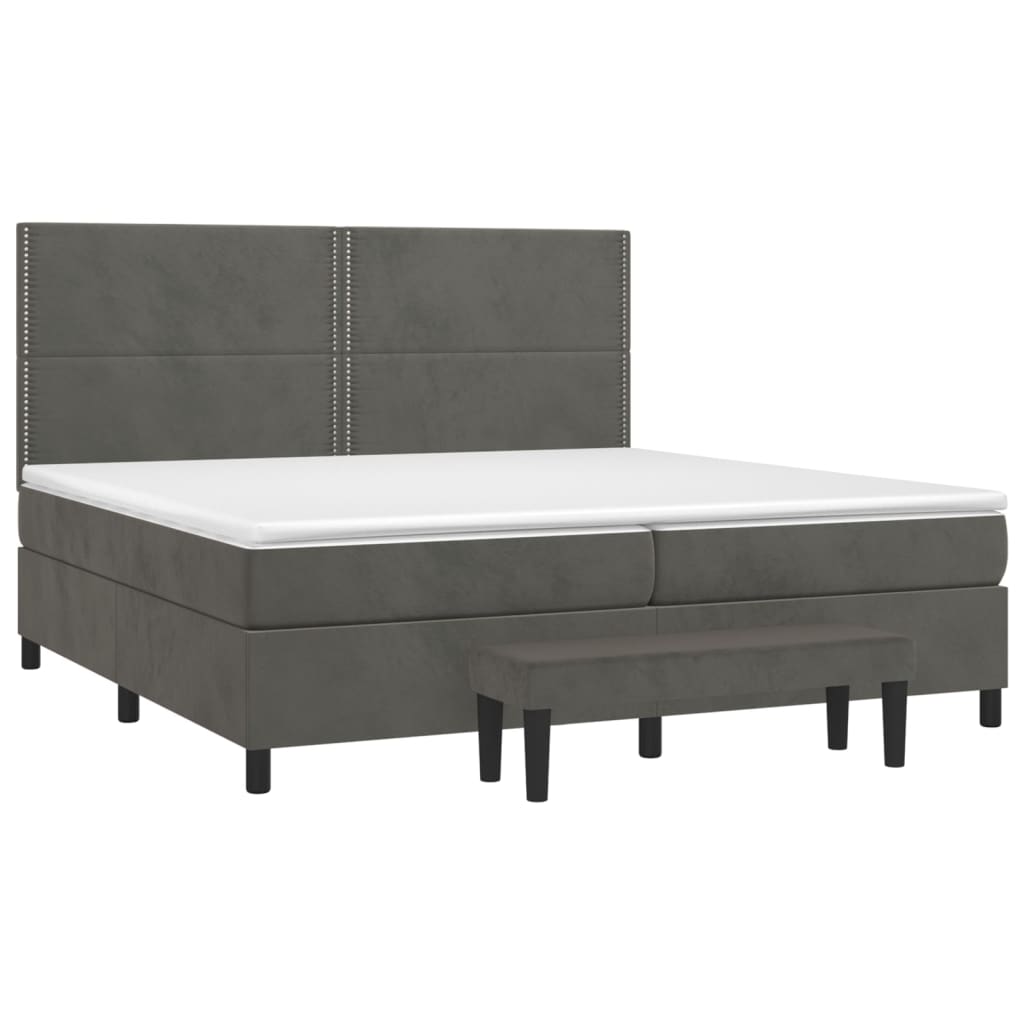 Box Spring Postel S Matrací Samet Tmavě Šedá