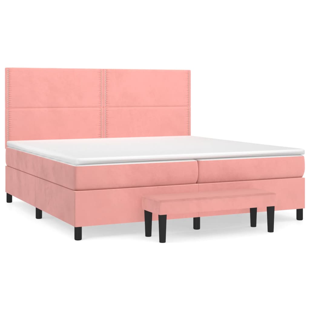 Box Spring Postel S Matrací Růžová 200X200 Cm Samet