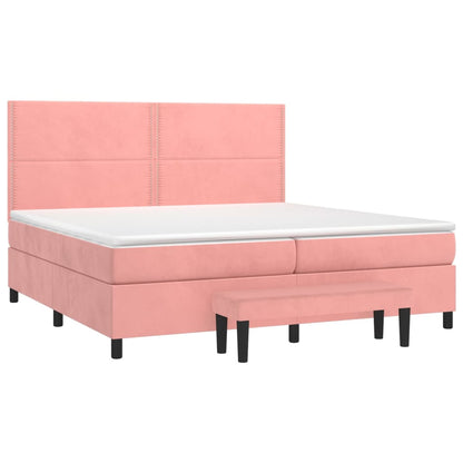 Box Spring Postel S Matrací Růžová 200X200 Cm Samet