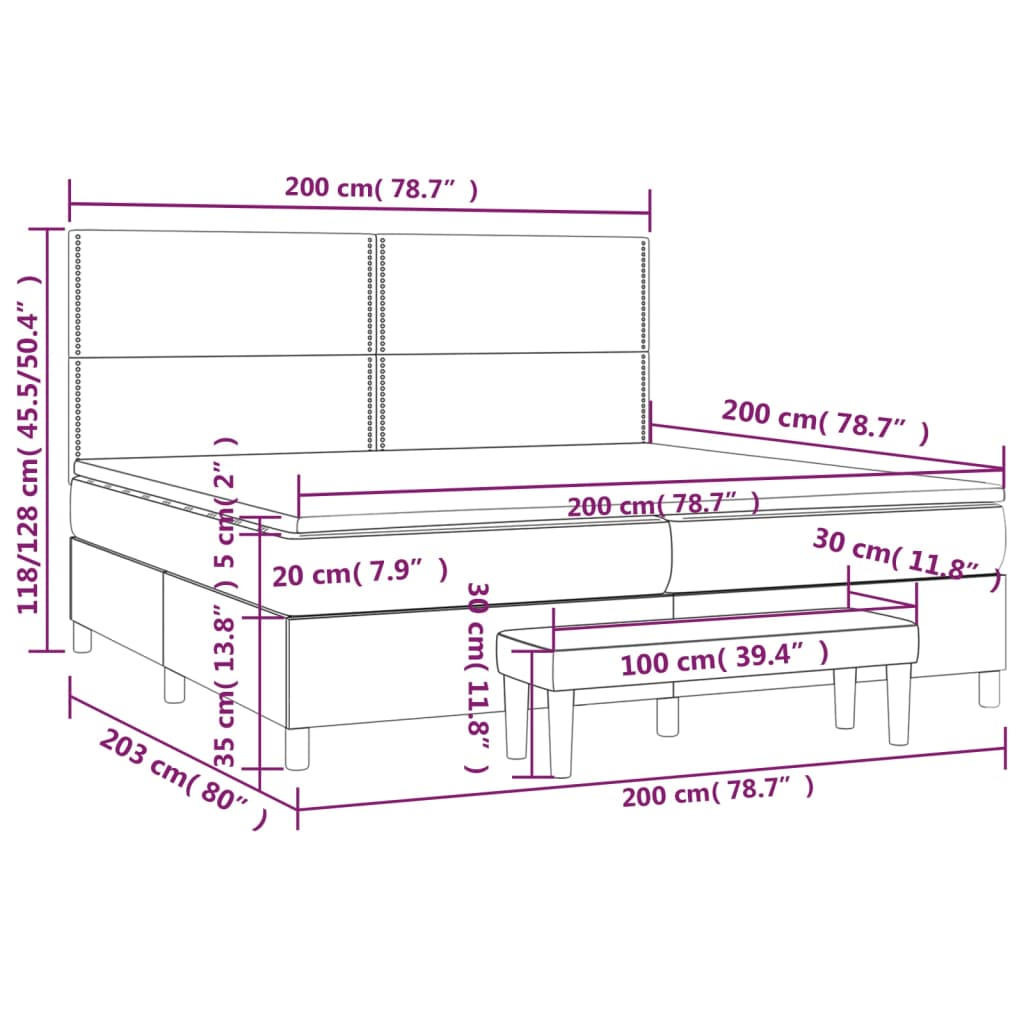 Box Spring Postel S Matrací Růžová 200X200 Cm Samet
