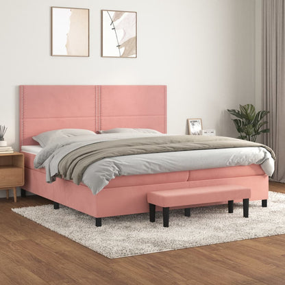 Box Spring Postel S Matrací Růžová 200X200 Cm Samet