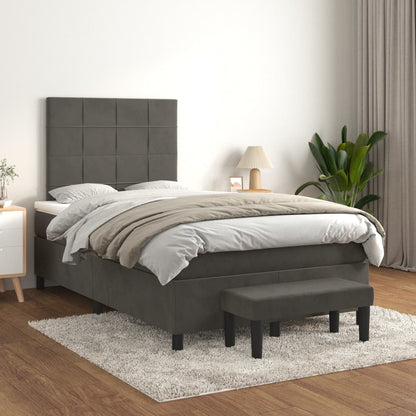 Box Spring Postel S Matrací Samet Tmavě Šedá