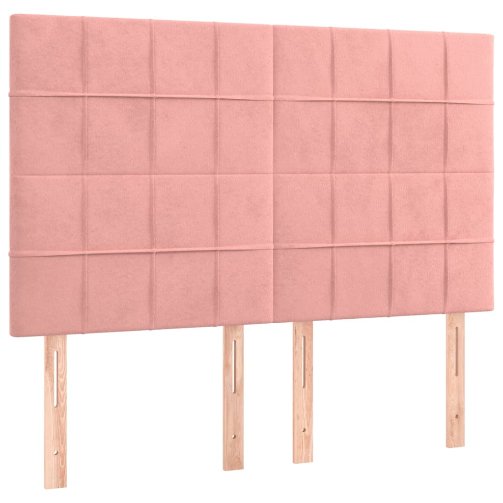Box Spring Postel S Matrací Růžová 140X190 Cm Samet