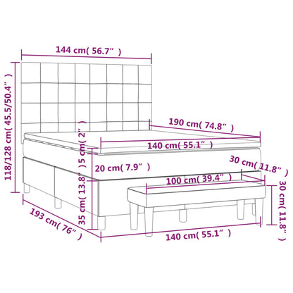 Box Spring Postel S Matrací Růžová 140X190 Cm Samet
