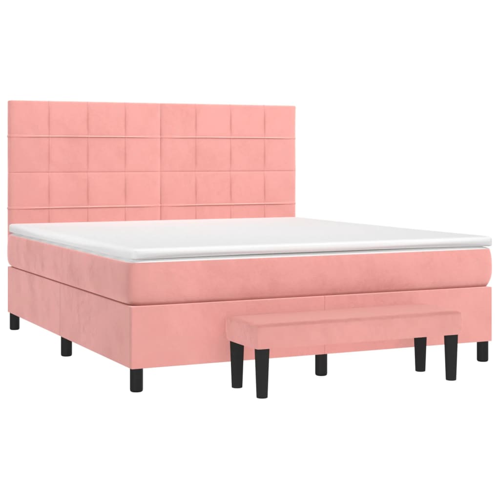 Box Spring Postel S Matrací Růžová 160X200 Cm Samet